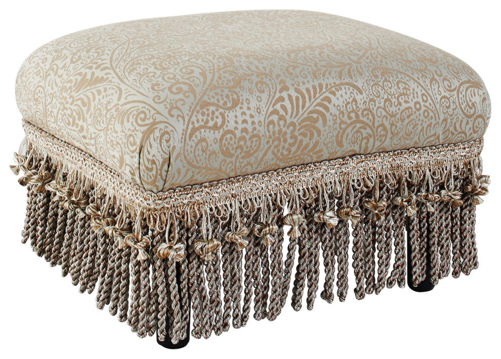 Fiona Footstool, Teal and Tan
