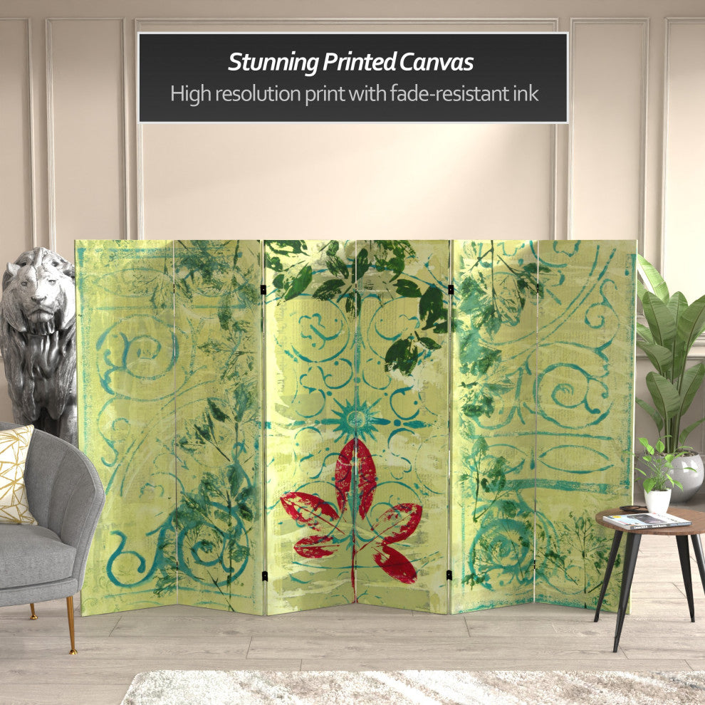 5 1/4' Garden Gate Canvas Room Divider 6 Panel