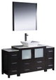 Torino 60" Espresso Modern Bathroom Vanity With 2 Side Cabinets, FFT3072BN