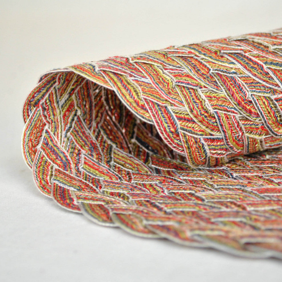 DII Variegated Red Round Polypropylene Braided Placemat (Set of 6)