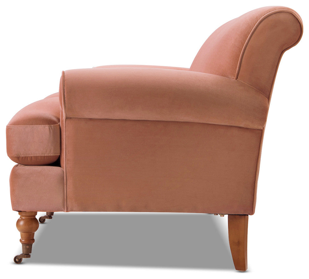 Alana Lawson 88" 3-Cushion Tight Back Sofa, Peach Orange Velvet