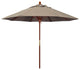 9' Square Push Lift Wood Umbrella, Sunbrella, Taupe
