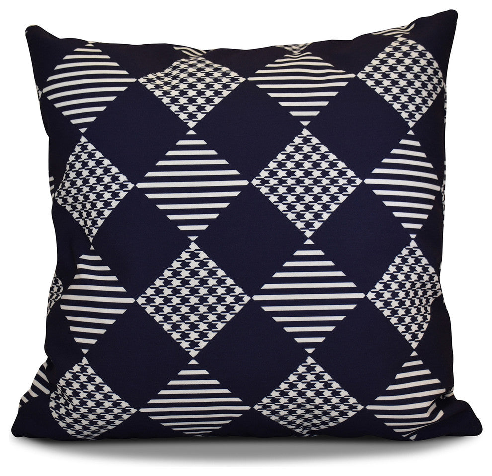 Check It Twice Pillow, Navy Blue, 26"x26"