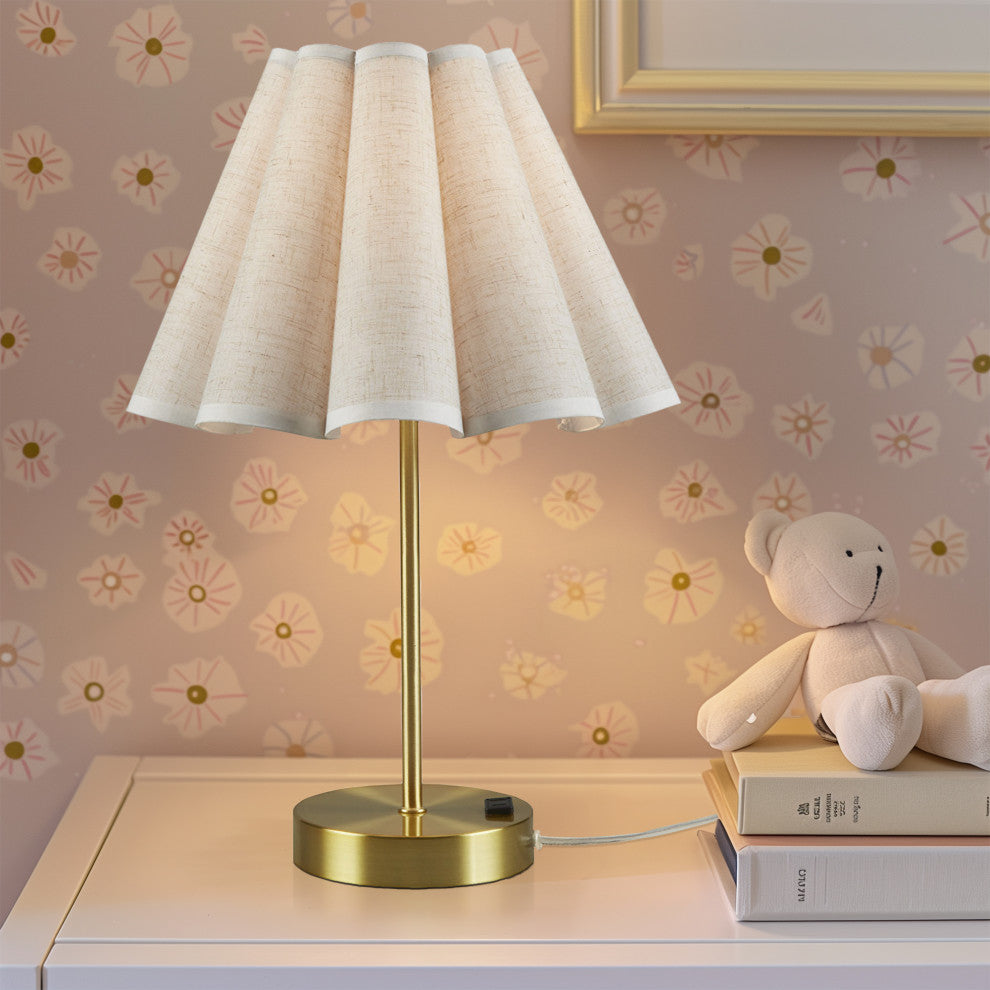510 Design Tap-Control and Dimmable Accent Table Lamp With Power Outlet, Gold