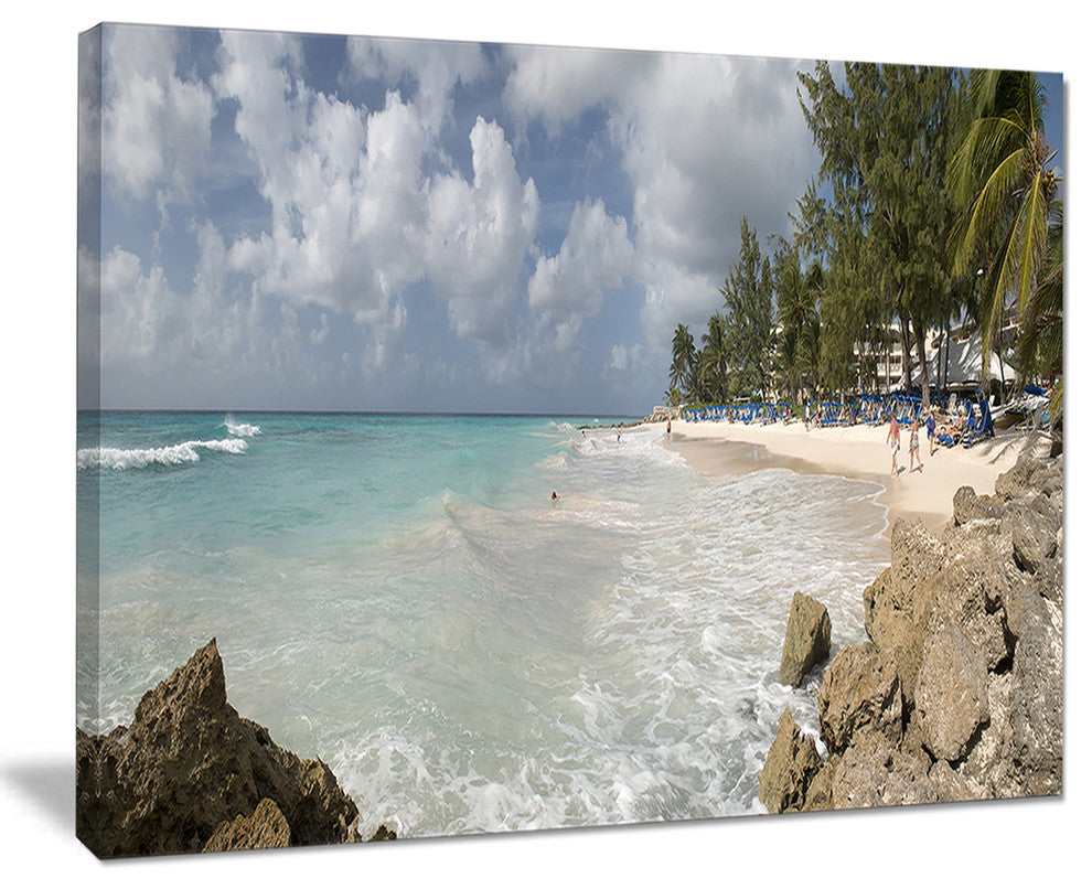 "Barbados Island White Seashore" Modern Seascape Wall Art, 40"x30"