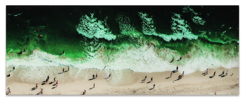 "High Tide" Beach Wall Art Frameless Free Floating Tempered Glass Print 24"x 63"