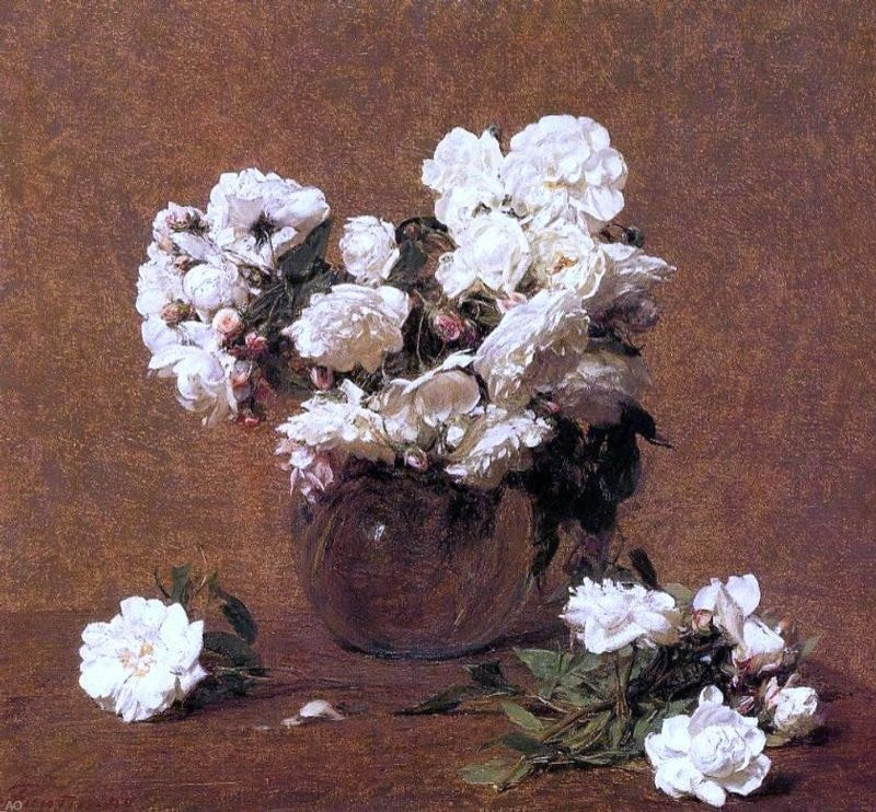 Henri FantinLatour Roses Aime Vieberg Premium Canvas Print