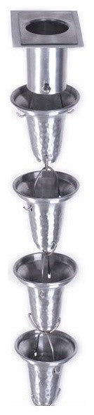 Aluminum Flared Cups Rain Chain with Installation Kit, 13'