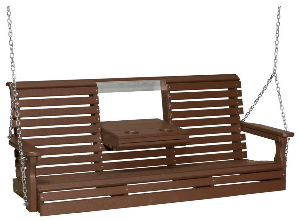 Poly Plain Porch Swing, Chestnut Brown, 5 Foot