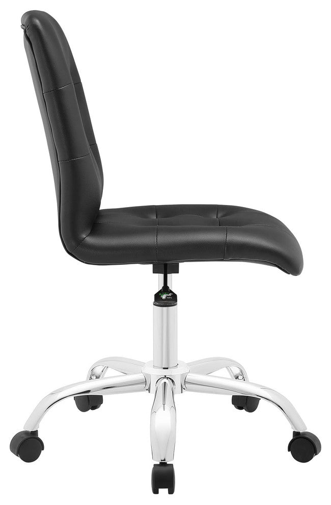 Modern Contemporary Office Chair, Black Faux Leather