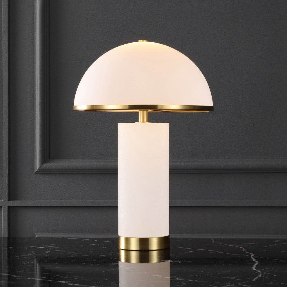 Safavieh Couture Izabel Alabaster Table Lamp, Gold/White