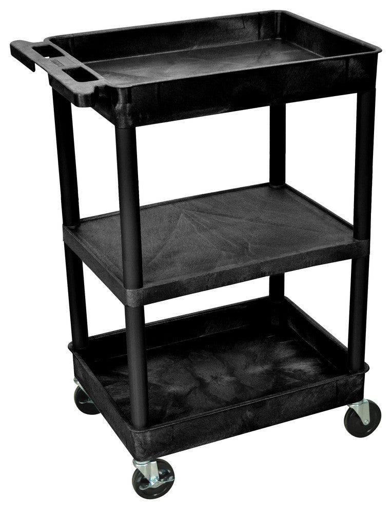 Luxor 3-Shelf Black Tub Cart