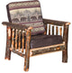 Hickory Log Living Room Chair with Faux Brown Leather Seat and Accents, Bear Run