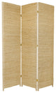 6' Tall Rush Grass Woven Room Divider, 3 Panel, Natural