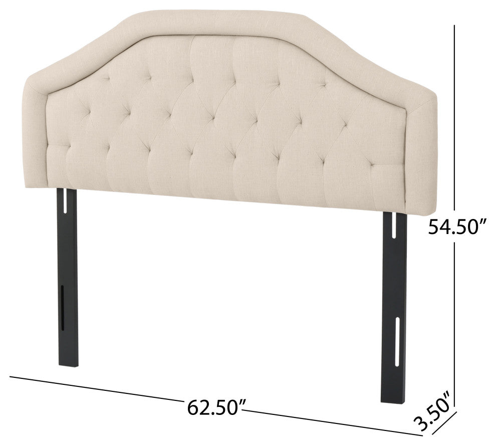 GDF Studio Celina Queen Size Headboard w/ Button Tufted Accent, Light Beige