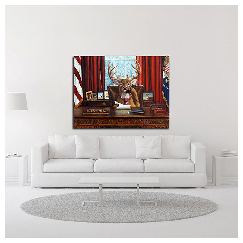 "The Buck Stops Here" by Lucia Heffernan, Print on Canvas, 24"x18"