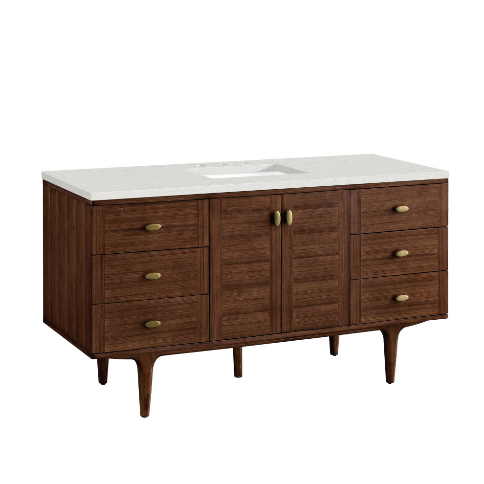 Amberly 60" Single Vanity, Mid-Century Walnut, Lime Delight