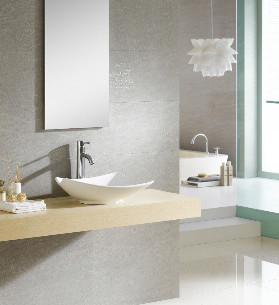 Fine Fixtures White Vitreous China Modern Vessel Sink