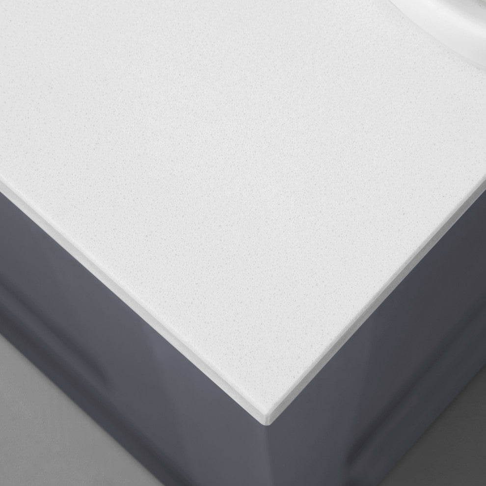 Ove Decors Vegas Single Sink Bathroom Vanity Set With Countertop, White, Dark Charcoal, 30"