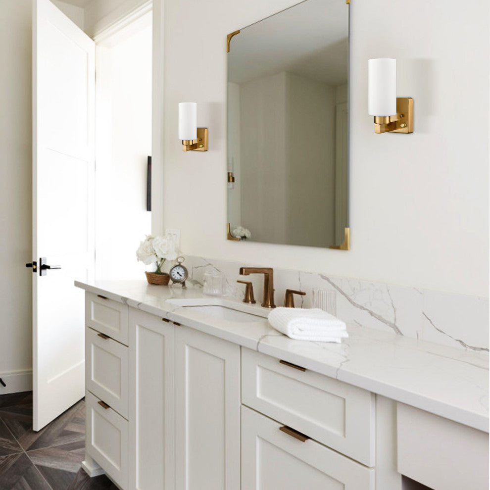 Modern Brass Wall Sconce With Plug, Cord
