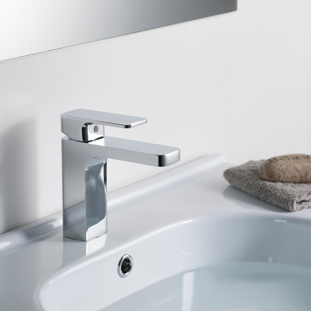 Blossom Brass Square Single Handle Bathroom Vanity Sink Faucet, Chrome W/ Pop-Up