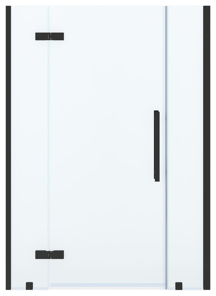 Tampa Alcove Frameless Pivot Hinge Shower Door Kit With Base Pan, Black, 54x32"