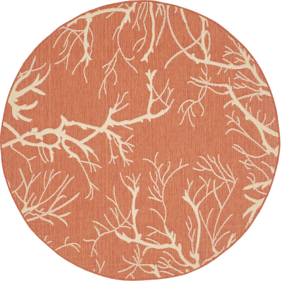 Unique Loom Terracotta Branch Outdoor 6' Round Rug