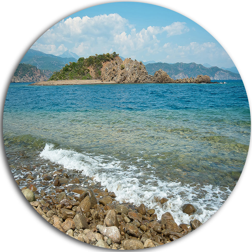 Small Isle Turkey Panorama, Seashore Round Wall Art, 36"
