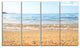 "Blue Seashore With Pebble Stones" Modern Seascape Wall Art, 4 Panels, 48"x28"
