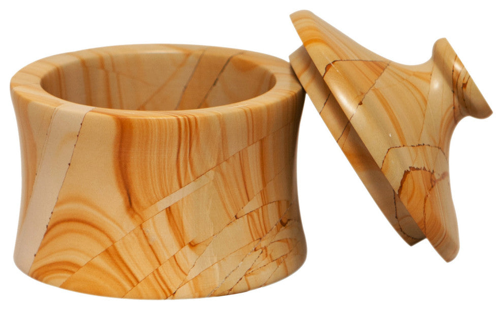 Vinca Collection Teak Stone 4" x 4" Cannister