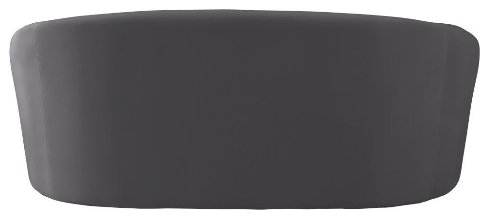 Riley Velvet Upholstered Rounded Loveseat, Gray