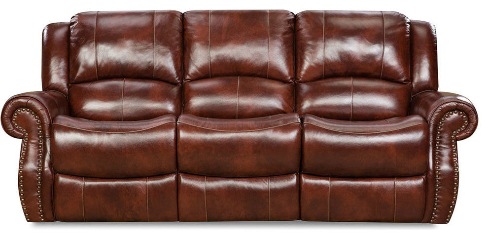 Telluride 100% Leather Double Reclining Sofa - Oxblood