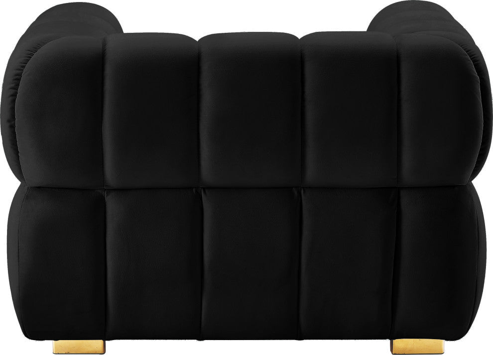 Gwen Velvet Upholstered Chair, Black, Chair