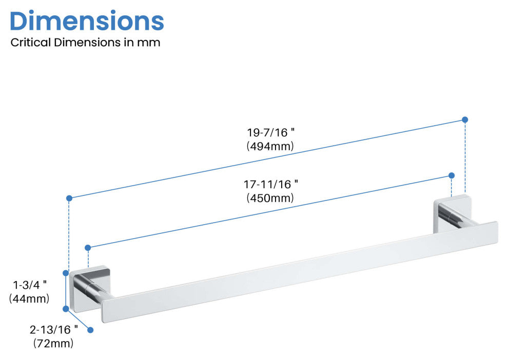 Blaze 18 inch Bathroom Towel Bar, Chrome