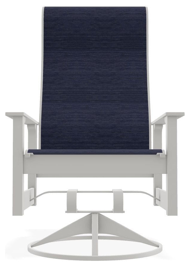 Leeward Sling Outdoor Swivel Rocker, Collect Indigo/Snow