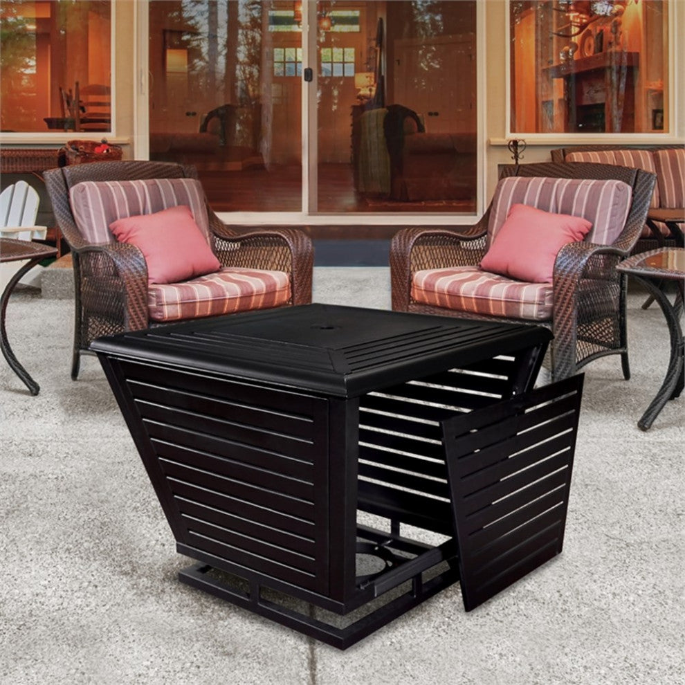 Sunbeam Pyramid Modern Style Steel Metal Fire Pit in Black Finish