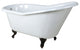 60" Single Slipper Clawfoot Tub No Faucet Drillings, White/Oil Rubbed Bronze