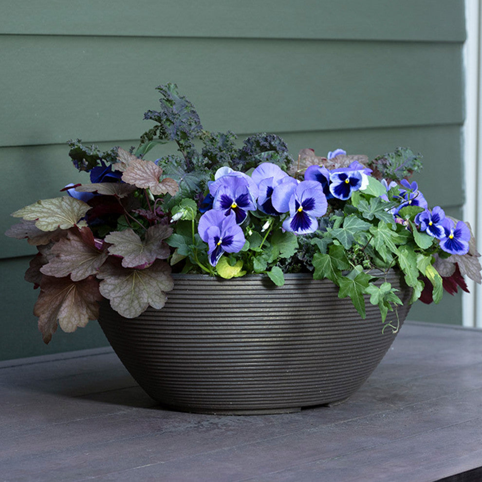 Delano Double Walled Unique Oval Bowl Planter - 30''X 21'' Bowl (Old Bronze)