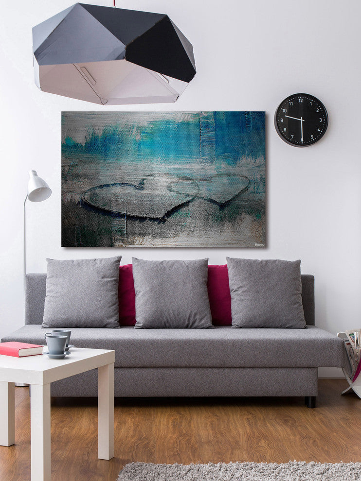 "Hearts Connected" Painting Print on Brushed Aluminum, 45"x30"