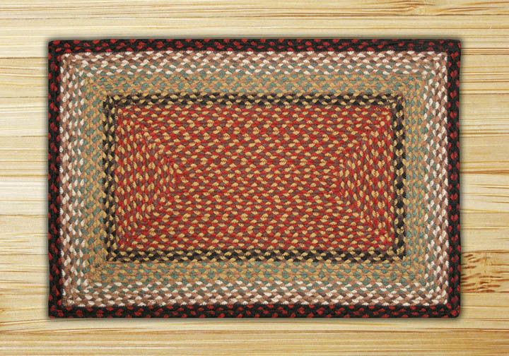 Earth Rugs RC-19 Burgundy / Mustard Rectangle Braided Rug 3 Feet x 5 Feet
