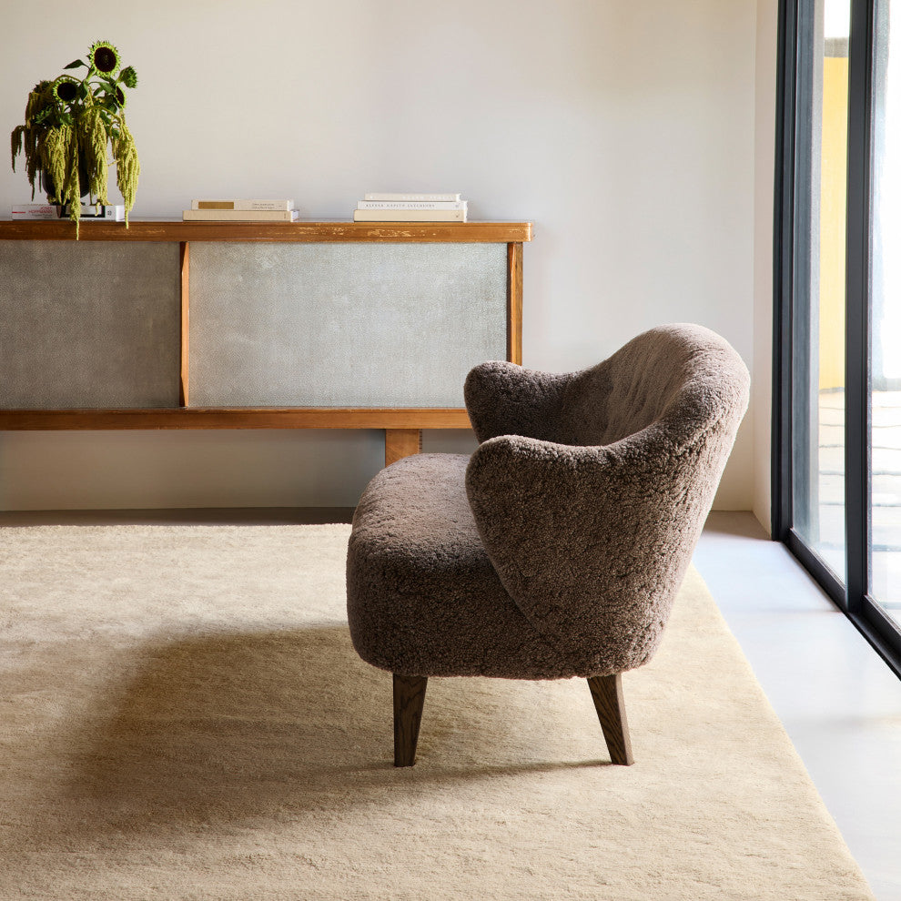 Gaia New Zealand Wool Shag Area Rug, Sand 5' x 8'