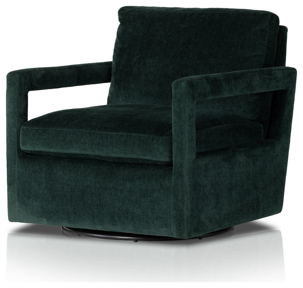 Olson Swivel Chair-Emerald Worn Velvet