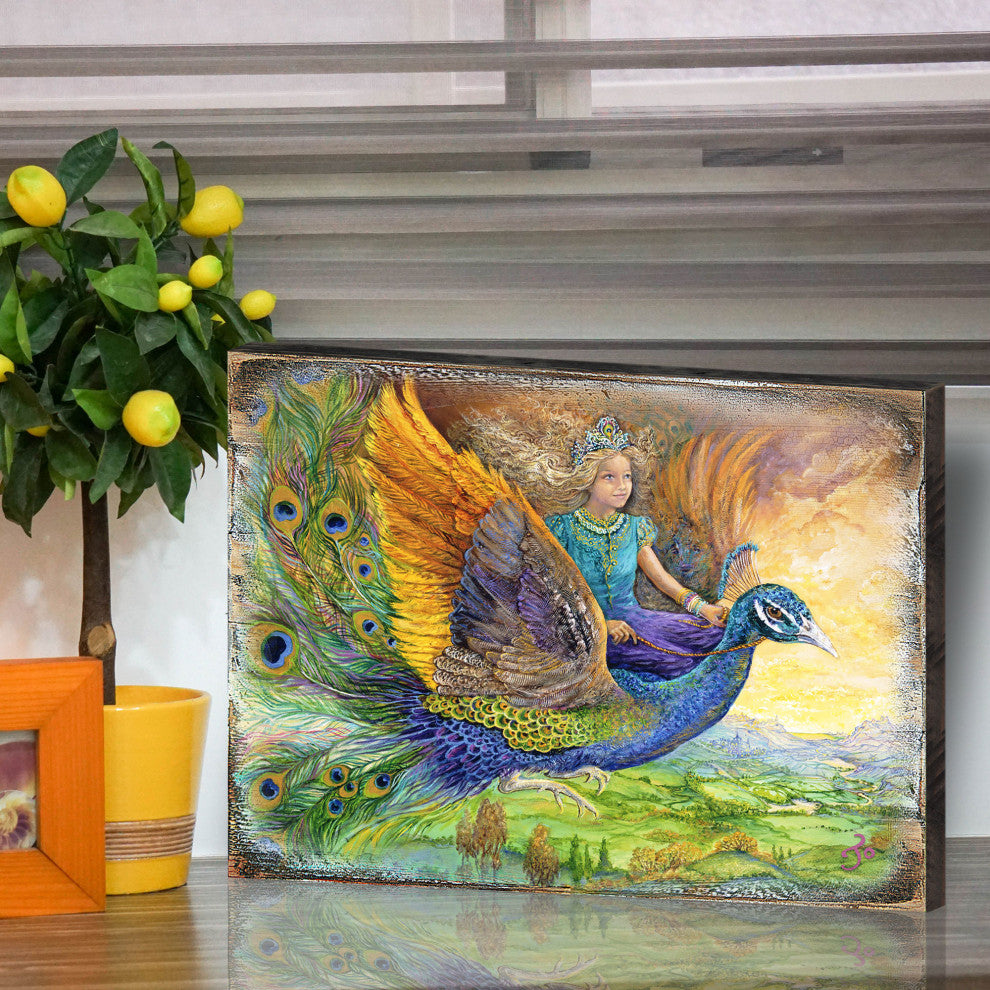 Peacock Princess Wall and Table Top Wooden Decor, 12x9