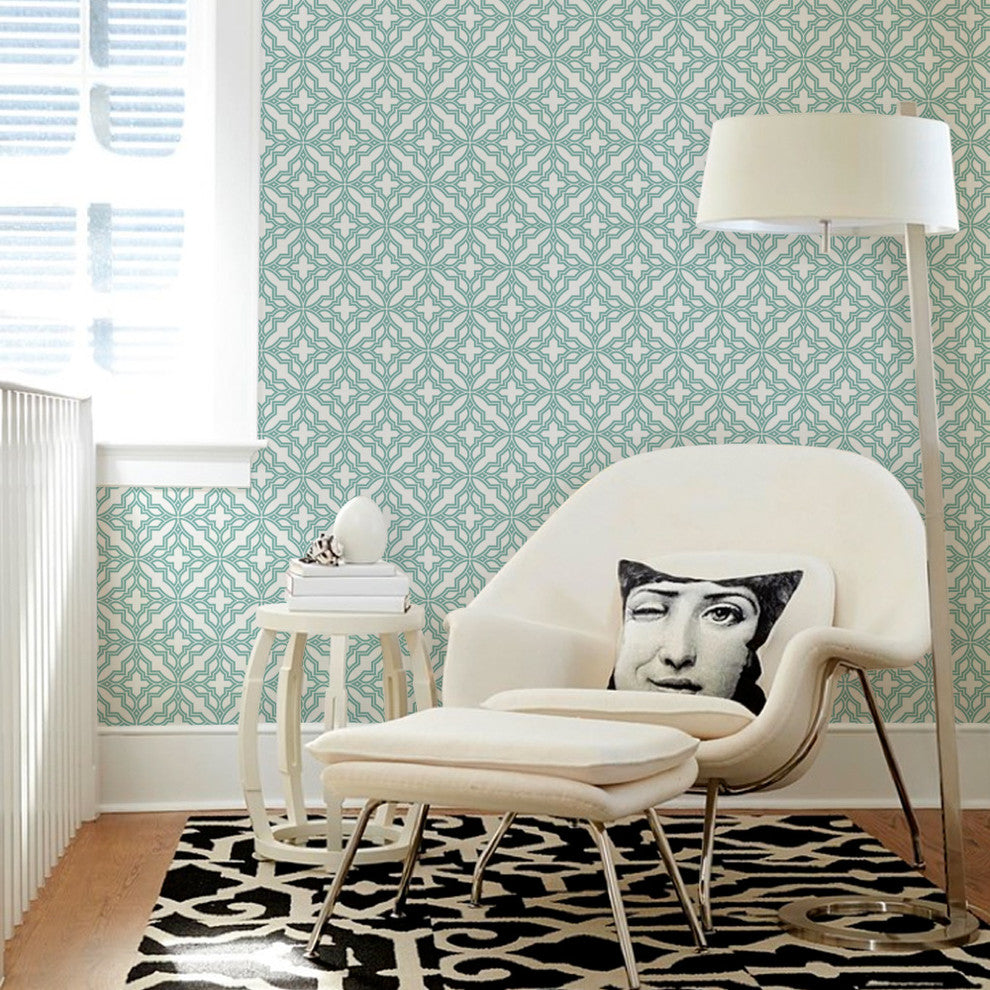 Diamond Flower Peel and Stick Vinyl Wallpaper, Mint, 24"w X 108"h