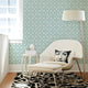 Diamond Flower Peel and Stick Vinyl Wallpaper, Mint, 24"w X 108"h