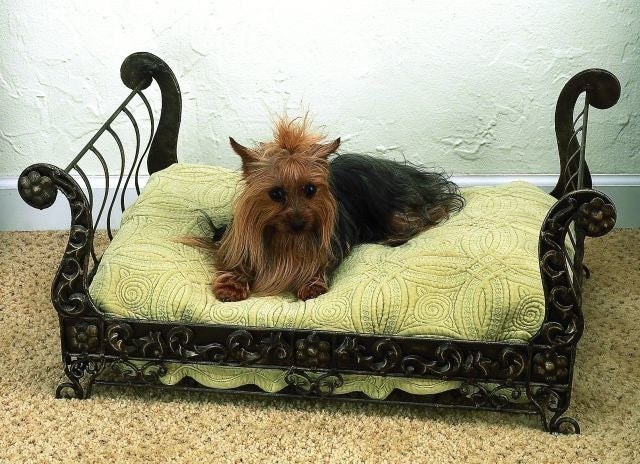 Antique Bronze Iron Sleigh Pet Dog Bed, Metal Frame