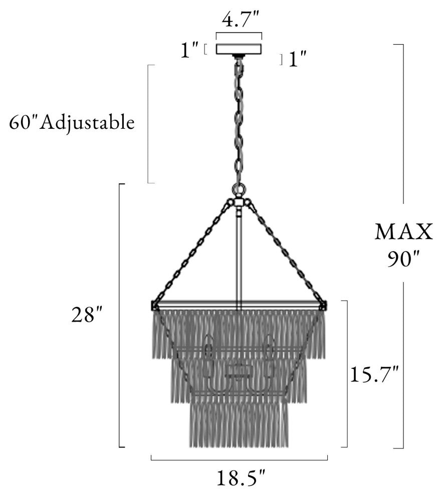 LNC Ava 4-Lights 3-Tier Antique White Empire Chandelier