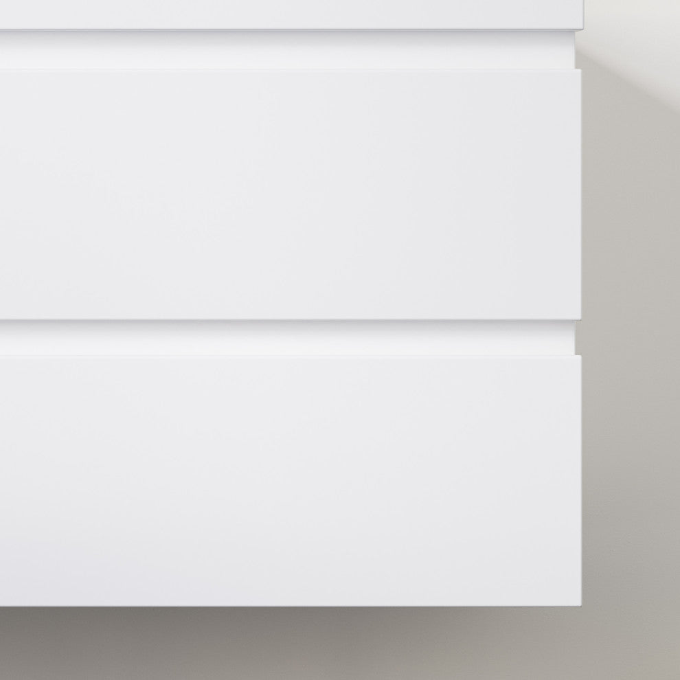 Beacon Bath Vanity, High Gloss White, 42", Single Sink, Wall Mount