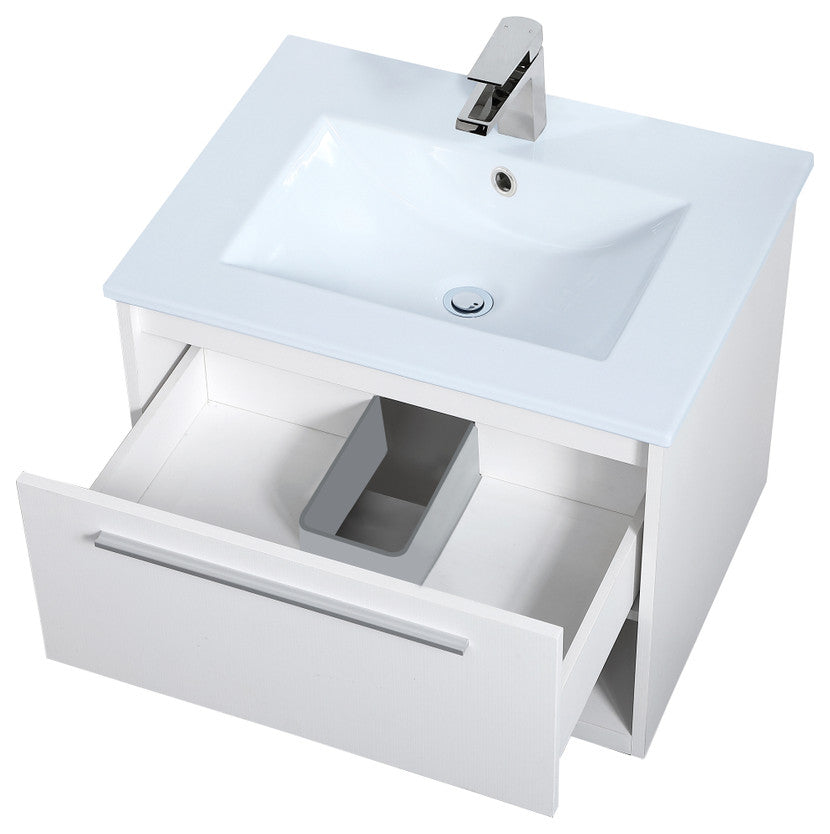 24" Single Bathroom Floating Vanity, White
