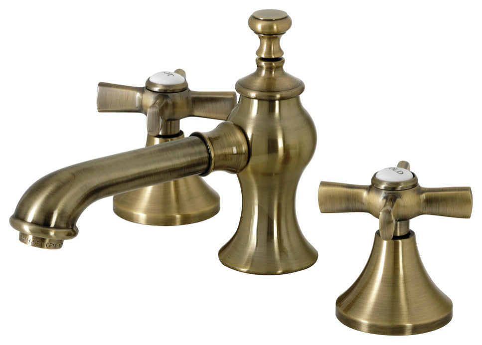 Kingston Brass Widespread Bathroom Faucet With Brass Pop-Up, Antique Brass